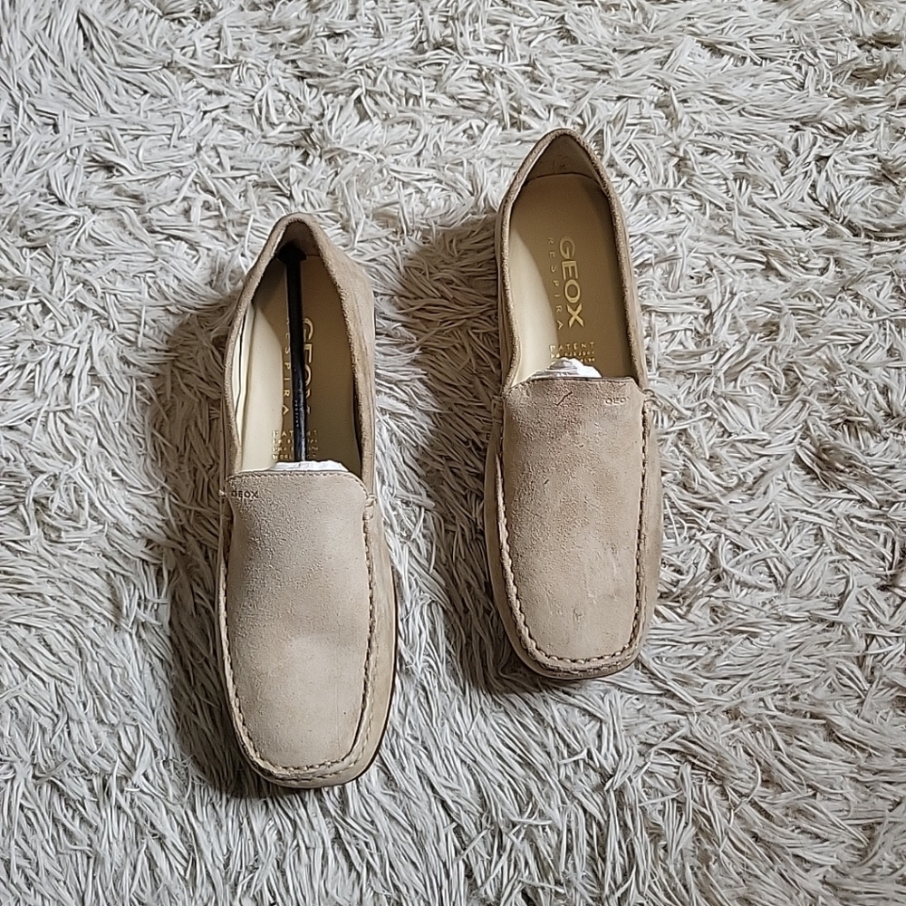 Geox Respira Women's Leather Loafers Tan Sand Suede Leather Size 38